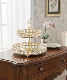 GOLD DOUBLE-LAYERED CRYSTAL SERVING DISH 18-25cm